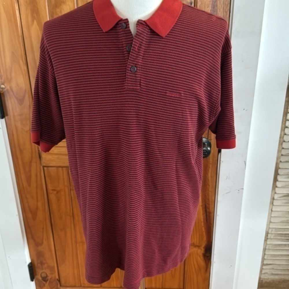 Patagonia Red and blue Polo Shirt with Fine Stripes